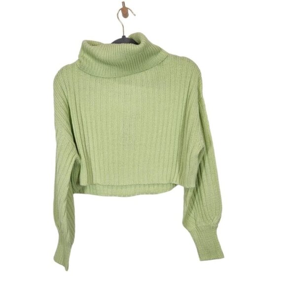 NWT‎ Streetwear Society Cropped Turtleneck Sweater in Green - Size Small - Picture 1 of 7